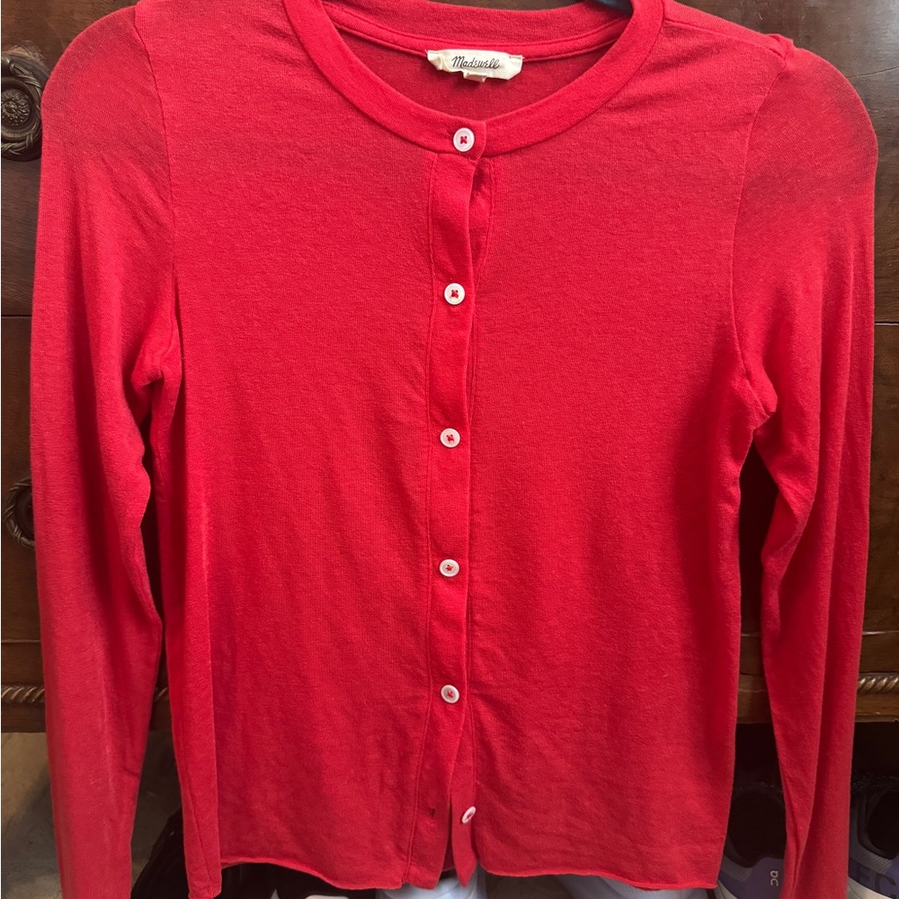 Madewell Red Button-Up Cardigan